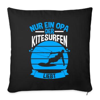 Kitesurfen Opa - Sofakissenbezug 45 x 45 cm - Schwarz - Vorne