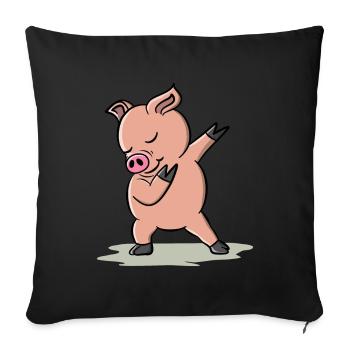 Dabbing Pig - Sofa pillowcase 17,3'' x 17,3'' (45 x 45 cm) - black - Front