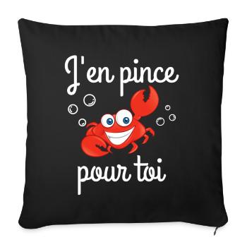 j'en pince pour toi, déclaration d'amour - Housse de coussin décorative 45 x 45 cm - noir - Devant