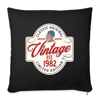 Né en 1982 Cadeau d’anniversaire Vintage 1982 - Housse de coussin décorative 45 x 45 cm - noir - Devant