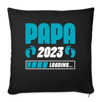 Papa Loading 2023 | Werdender Papa Vater - Sofakissenbezug 45 x 45 cm - Schwarz - Vorne
