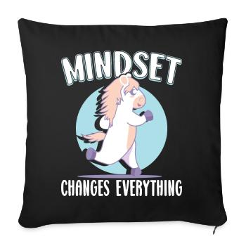 Cardio Gym Poney Motivation Mindset, Marathon - Housse de coussin décorative 45 x 45 cm - noir - Devant