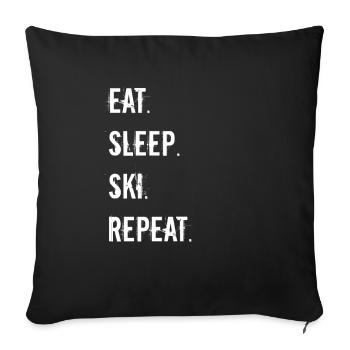 Ski - eat. Sleep. ski. repeat. - Sofa pillowcase 17,3'' x 17,3'' (45 x 45 cm) - black - Front