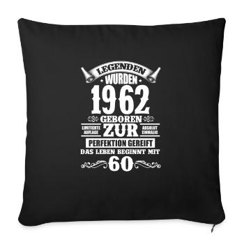 1962 60e anniversaire Cadeau de 60 ans - Housse de coussin décorative 45 x 45 cm - noir - Devant