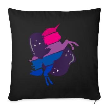 Bisexual Bi Pride Flag Unicorn - Sofa pillowcase 17,3'' x 17,3'' (45 x 45 cm) - black - Front