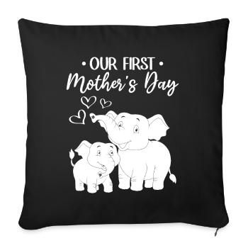 Notre premier bébé de la fête des mères - Housse de coussin décorative 45 x 45 cm - noir - Devant