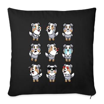 Émotions du chien de berger australien - Housse de coussin décorative 45 x 45 cm - noir - Devant
