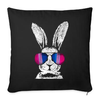 Bisexual Bi Pride Flag Rabbit - Sofa pillowcase 17,3'' x 17,3'' (45 x 45 cm) - black - Front