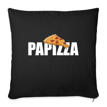 Fête des Pères Tshirt Pizza Papa Papa Papa Papa Papi Papa - Housse de coussin décorative 45 x 45 cm - noir - Devant