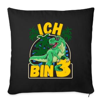 3 Geburtstag Junge Ich bin 3 Jahre alt Dinosaurier - Sofakissenbezug 45 x 45 cm - Schwarz - Vorne