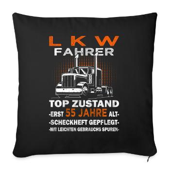 Trucker & LKW-Fahrer 55. Geburtstag - Sofakissenbezug 45 x 45 cm - Schwarz - Vorne