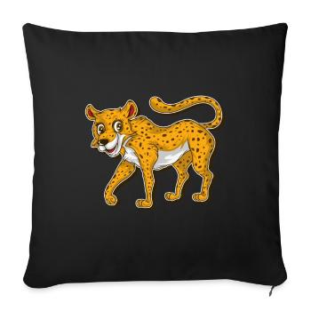 Gepard Tshirt Kinder LeoPard Jaguar Geopard Katze - Sofakissenbezug 45 x 45 cm - Schwarz - Vorne