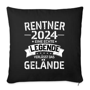 Rentner 2024 Lustiger Spruch Pesion Ruhestand - Sofakissenbezug 45 x 45 cm - Schwarz - Vorne