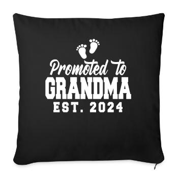 Promu grand-mère 2024 - Housse de coussin décorative 45 x 45 cm - noir - Devant