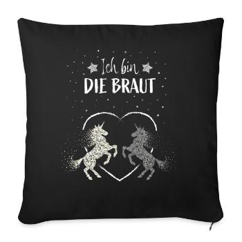 Hochzeit Braut Einhorn Unicorn Bride - Sofakissenbezug 45 x 45 cm - Schwarz - Vorne