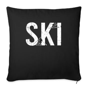 Ski - Housse de coussin décorative 45 x 45 cm - noir - Devant