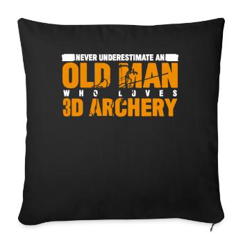 Tir à l’arc 3D Old Man Tir à l’arc - Housse de coussin décorative 45 x 45 cm - noir - Devant