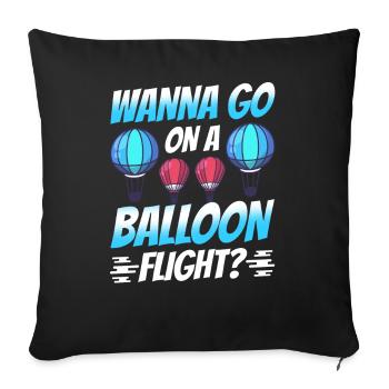 Voulez-vous faire un tour en montgolfière? Aérostier - Housse de coussin décorative 45 x 45 cm - noir - Devant