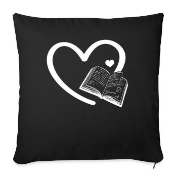 Book Hearts Bookworm Book Reading Book Lover Book Book - Sofa pillowcase 17,3'' x 17,3'' (45 x 45 cm) - black - Front
