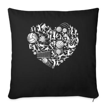 Volleyball Player Team Heart - Sofa pillowcase 17,3'' x 17,3'' (45 x 45 cm) - black - Front