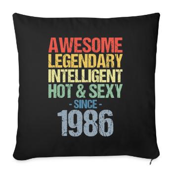 Né en 1986 Né en 1986 Anniversaire - Housse de coussin décorative 45 x 45 cm - noir - Devant