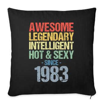 Né en 1983 Né en 1983 Anniversaire - Housse de coussin décorative 45 x 45 cm - noir - Devant