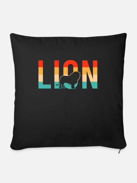 Löwe lion Retro - Sofakissenbezug 45 x 45 cm - Schwarz