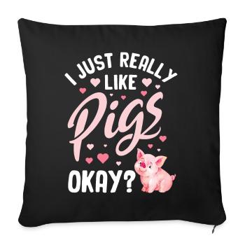 Pig - Sofa pillowcase 17,3'' x 17,3'' (45 x 45 cm) - black - Front