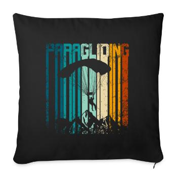 Parapente Rétro Vintage - Housse de coussin décorative 45 x 45 cm - noir - Devant