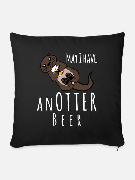 Otter mit Bier - Sofakissenbezug 45 x 45 cm - Schwarz