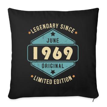 Juin 1969 Vintage Retro Anniversaire - Housse de coussin décorative 45 x 45 cm - noir - Devant