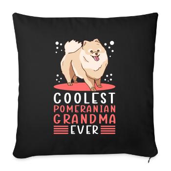Poméranien Grand-mère Chien Propriétaire de chien Cadeau - Housse de coussin décorative 45 x 45 cm - noir - Devant