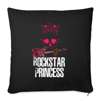 Princesse Rocker Lover Skull Funny Rock Music Girl - Housse de coussin décorative 45 x 45 cm - noir - Devant