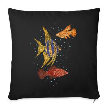 Aquarium Aquarium Aquarium Amateurs de poissons - Housse de coussin décorative 45 x 45 cm - noir - Devant