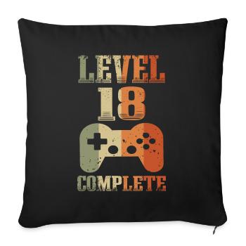 18th Birthday Level 18 Years Unlocked Gamer - Sofa pillowcase 17,3'' x 17,3'' (45 x 45 cm) - black - Front