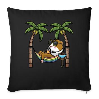Guinea pig in hammock - Sofa pillowcase 17,3'' x 17,3'' (45 x 45 cm) - black - Front