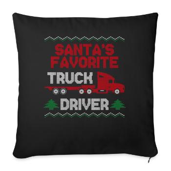 Camionneur Chauffeur de camion Noël - Housse de coussin décorative 45 x 45 cm - noir - Devant