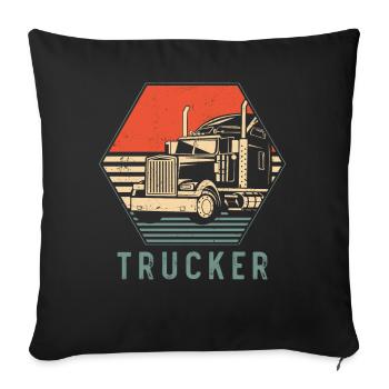 Trucker Truck Driver Retro Vintage - Sofakissenbezug 45 x 45 cm - Schwarz - Vorne