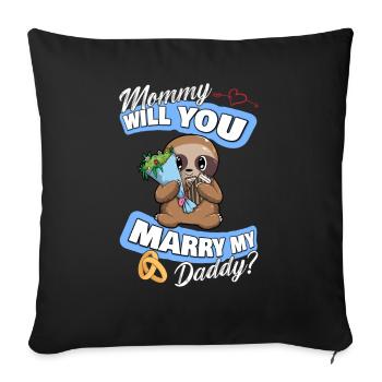 Offre de mariage maman épouseras-tu mon papa - Housse de coussin décorative 45 x 45 cm - noir - Devant