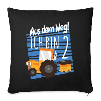 2. Geburtstag Bauernhof 2 Jahre alt Traktor - Sofakissenbezug 45 x 45 cm - Schwarz - Vorne