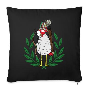 Huhn Krieger Hippie Hühner Pfeil - Sofakissenbezug 45 x 45 cm - Schwarz - Vorne
