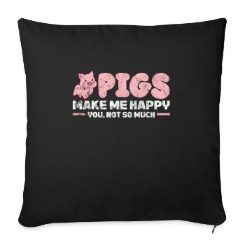 Pig Pig PigLet Sow Pigs Gift - Sofa pillowcase 17,3'' x 17,3'' (45 x 45 cm) - black - Front
