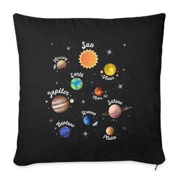 Système solaire Planète Espace Enfants Connaissances - Housse de coussin décorative 45 x 45 cm - noir - Devant