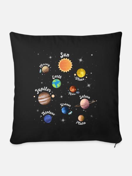 Sonnensystem Planeten Weltraum Kinder Wissen - Sofakissenbezug 45 x 45 cm - Schwarz