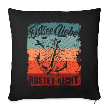 Ostseeliebe - Retro - Anker - Used Look - Sofakissenbezug 45 x 45 cm - Schwarz - Vorne