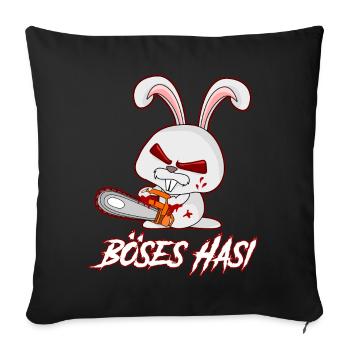 Böses Hasi Kettensäge mit bösem Hasen - Sofakissenbezug 45 x 45 cm - Schwarz - Vorne