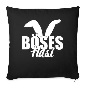 Böses Hasi Hasenohren mit bösem Hasen - Sofakissenbezug 45 x 45 cm - Schwarz - Vorne