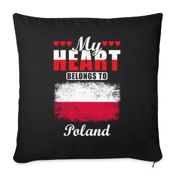 My Heart Belongs to Poland - Sofa pillowcase 17,3'' x 17,3'' (45 x 45 cm) - black - Front