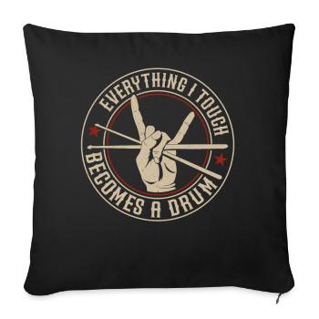Batteur Batterie Set Vintage Drum - Housse de coussin décorative 45 x 45 cm - noir - Devant