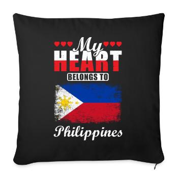 Mon cœur appartient aux Philippines - Housse de coussin décorative 45 x 45 cm - noir - Devant
